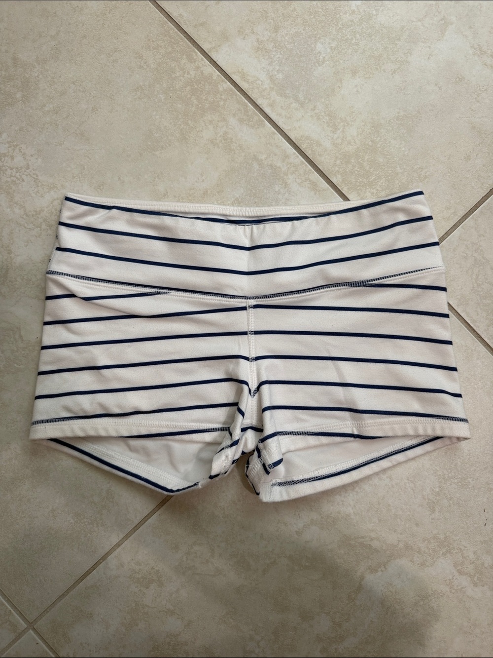 Fleo White and Navy Striped Women's Bike Shorts - Picture 2 of 3